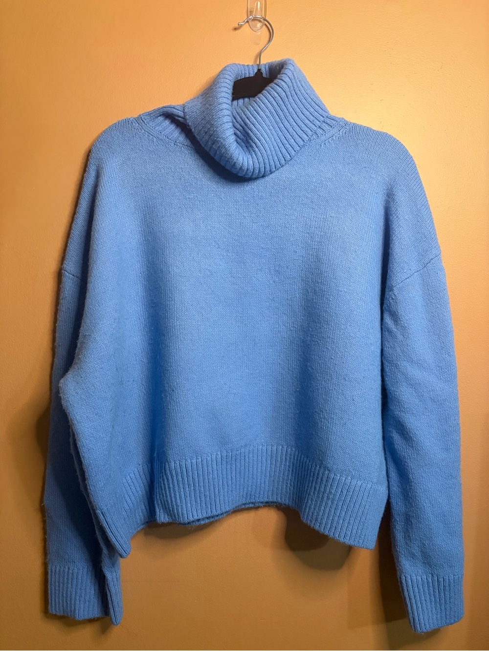 H&M Light Blue Cropped Turtleneck Sweater